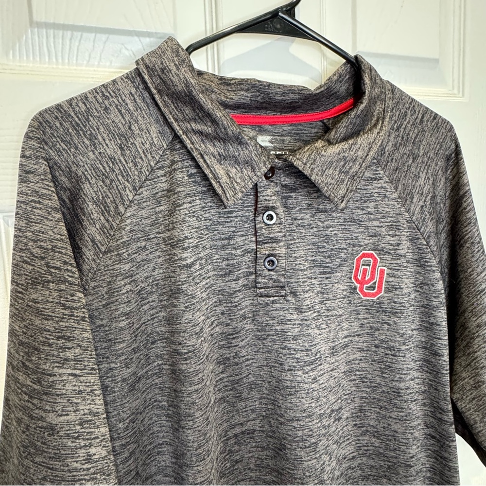 Colosseum Men's XL University of Oklahoma OU Boomer Sooner Dark Grey Polo - Picture 4 of 7